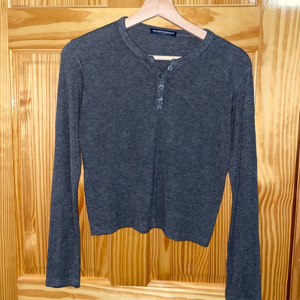 Brandy Melville cropped Henley top